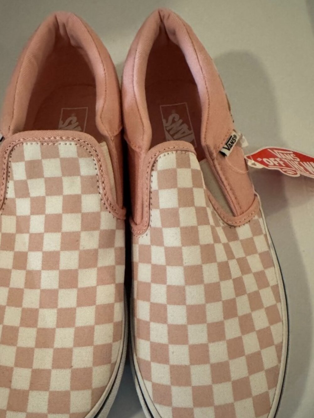 Vans Girls' Missy Pink/White Checkerboard Pattern Slip-Ons, Size:Girl 6, NWT - Picture 3 of 7